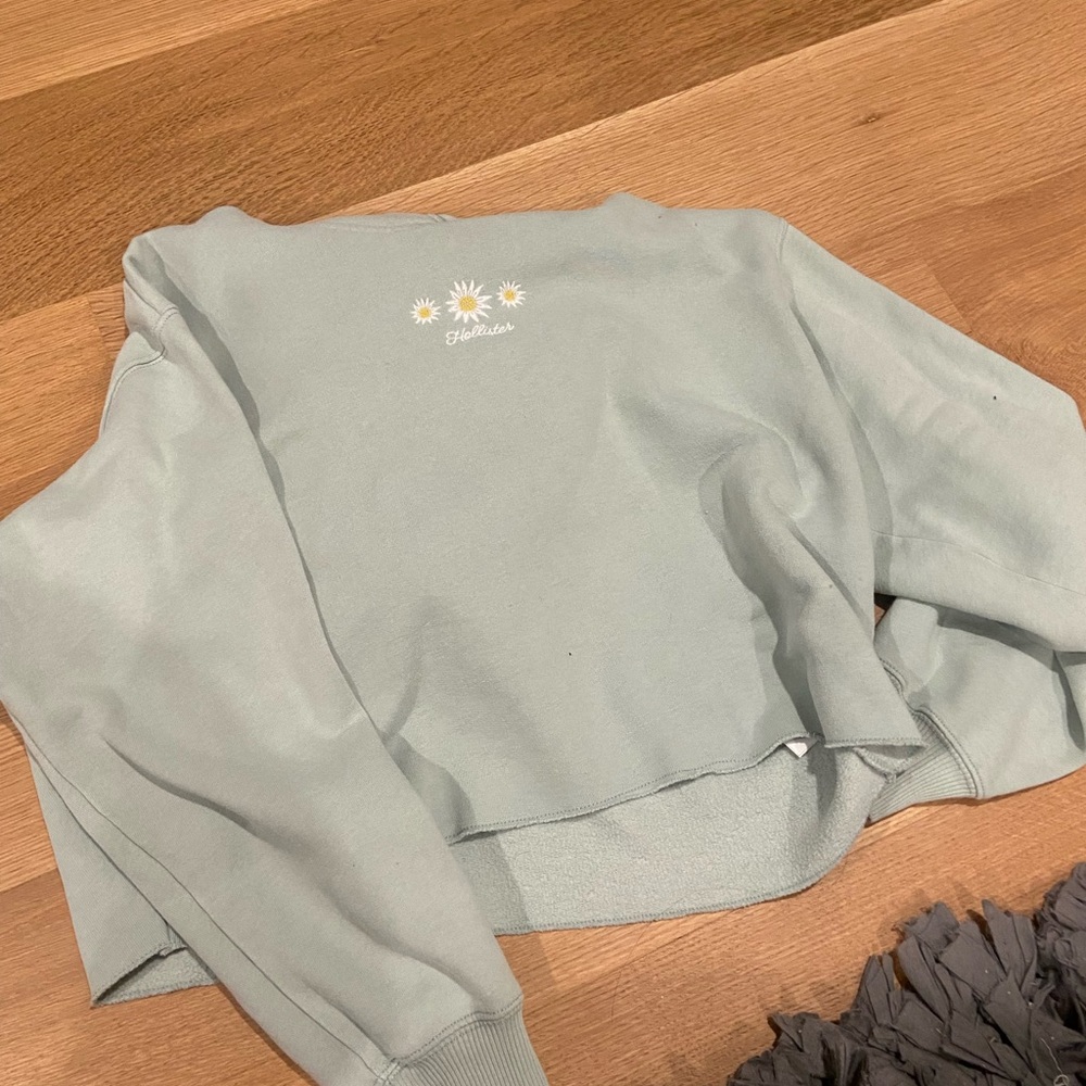 sage green daisy cropped hoodie